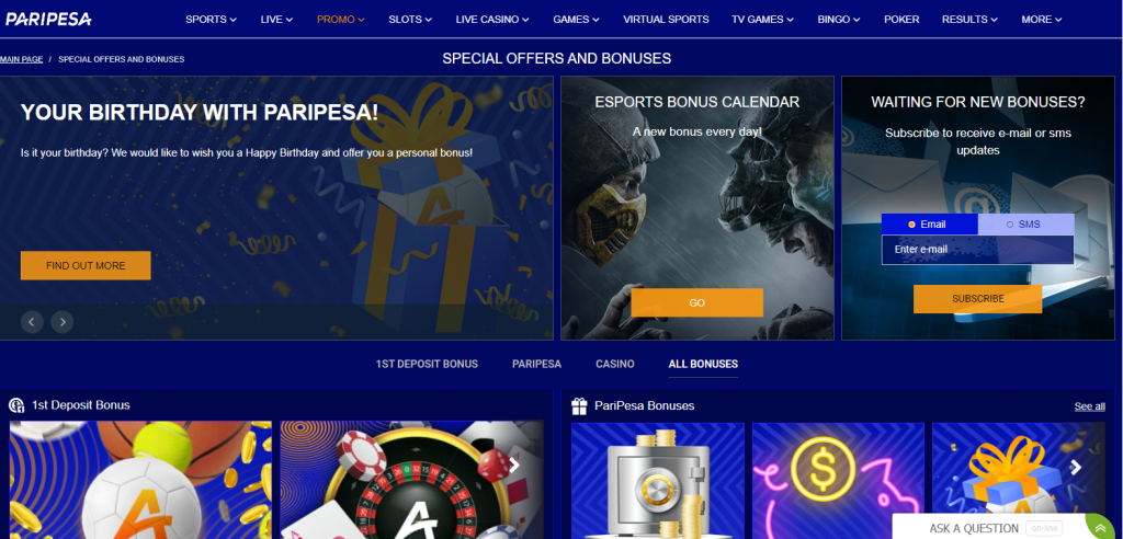 Bônus e Promoções do Casino Paripesa