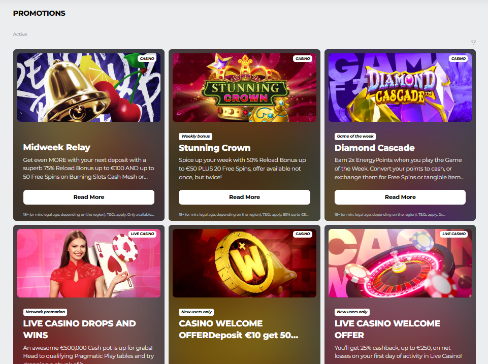 Bônus e Promoções Energy Casino