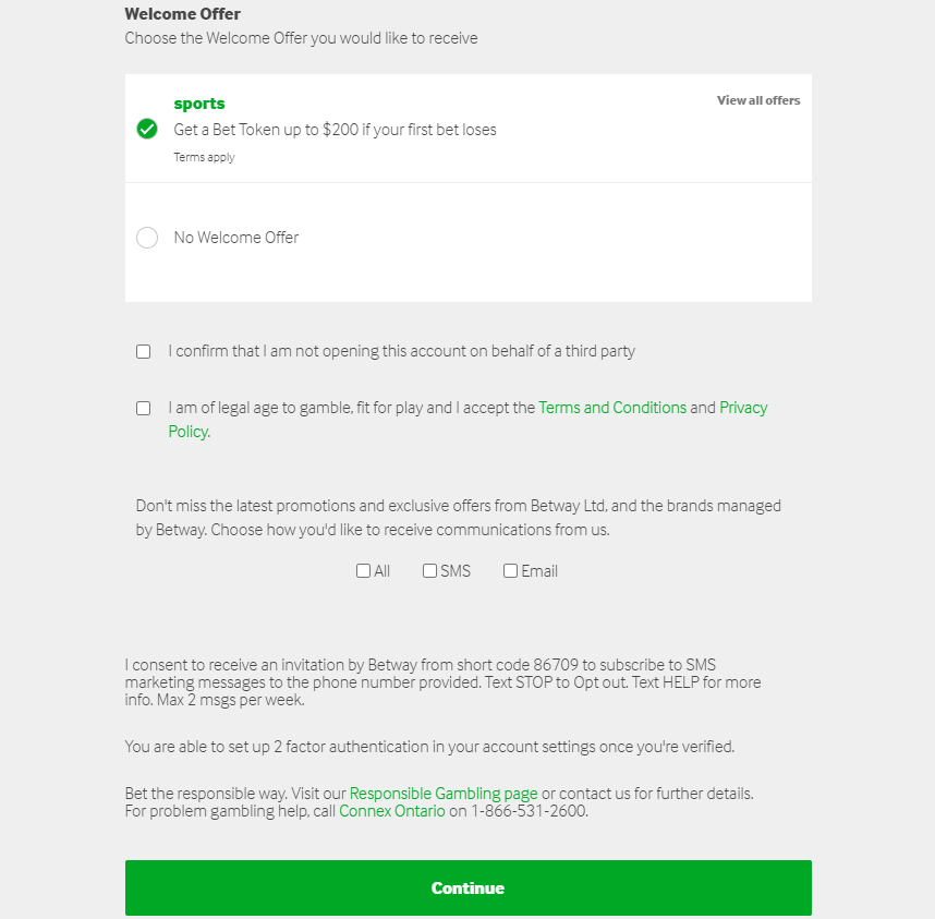Welcome offer choose